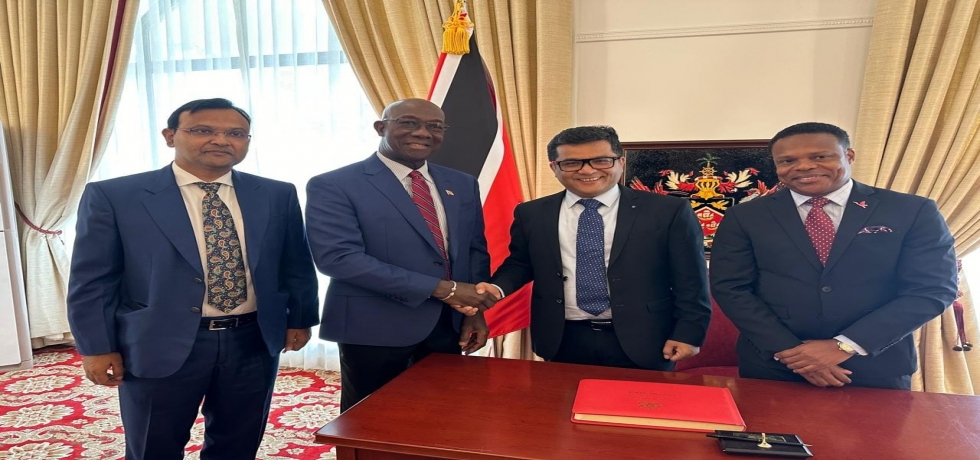 Hon. MOS for External Affairs Shri Pabitra Margherita paid a courtesy call on Dr. the Hon. Keith Rowley, Prime Minister of the Republic of Trinidad and Tobago on 23 August, 2024. 